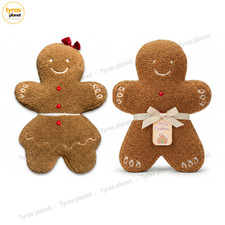 Lot of 2 Christmas Gingerbread Plush Pillows Boy  Girl Holiday Decor