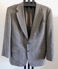 Oscar de la Renta 100 Wool Blazer Mens Size 42R Tan Houndstooth Sport Coat