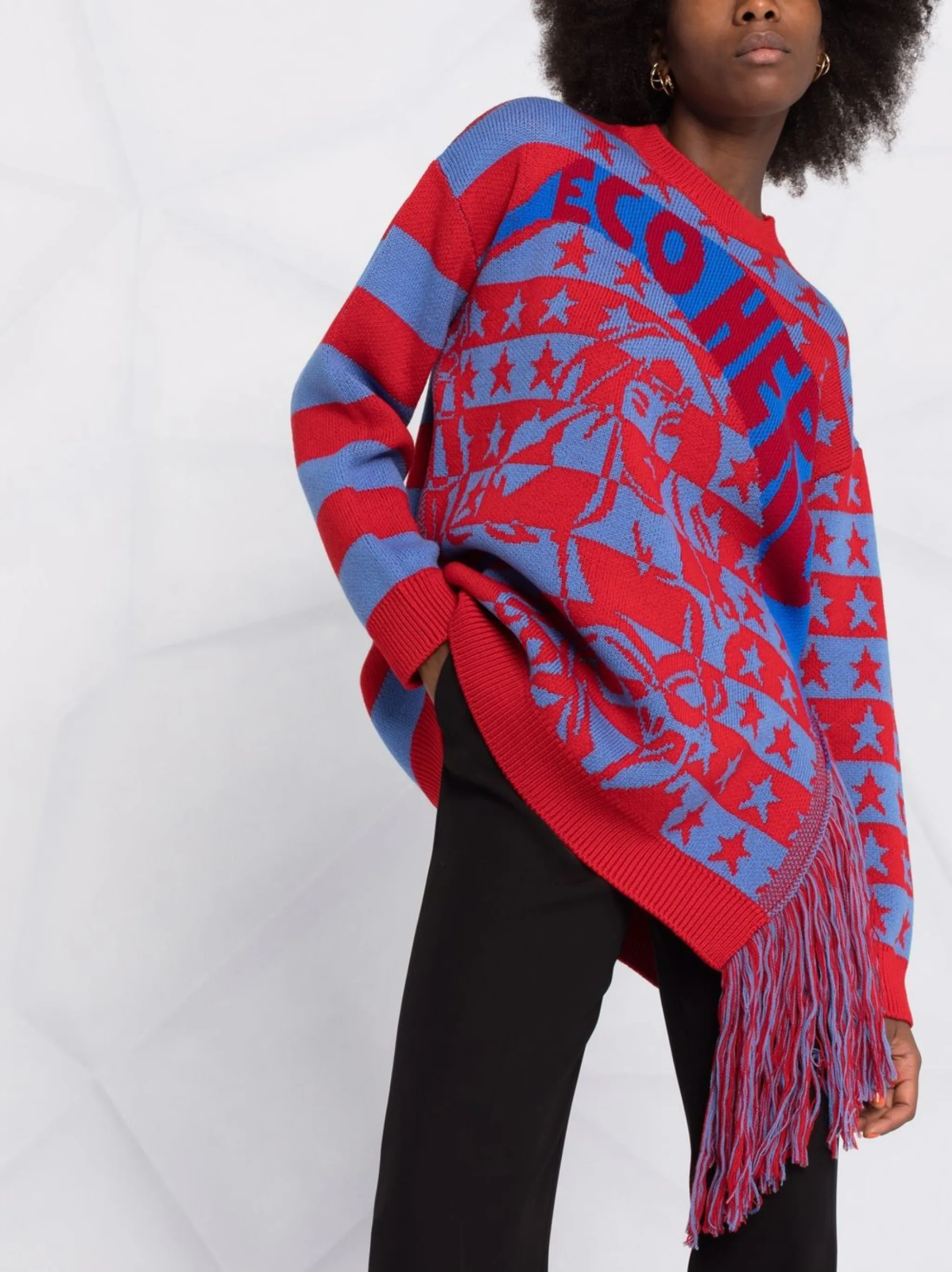 Stella McCartney Eco Hero Oversized Fringe Sweater NWT $1250 Wool Size 46