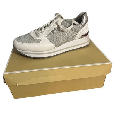 Michael Kors Monique Glitter Chain Mesh Trainer Sneakers Pale Gold Women's 9 M