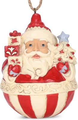Jim Shore Nordic Noel Roly Poly Santa Christmas Ornament 6006628 NEW T