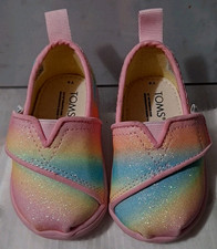 Toms Shoes Toddler Girls T4 Alpargata Glitter Rainbow Slip On Loafer Multicolor