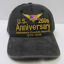 250th Anniversary American Flag Baseball Hat Cap 1776 -2026 Freedom Black Denim