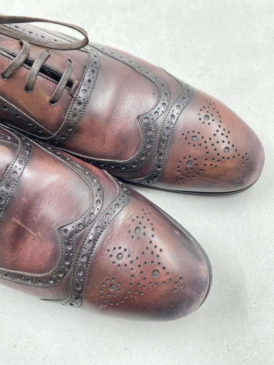 D&G Men\'s Burgundy Leather Oxfords Dolce & Gabbana Burgundy Leather Brogue Lace Up Oxford Size  main image 3