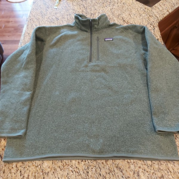 Patagonia Better Sweater Mens 2XL Heather Green Fleece Quarter Zip Knit Pullover