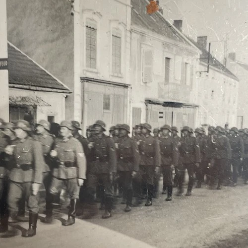 VINTAGE Photo B&W Junk Art WW2 German War Military Nazi Soldiers March