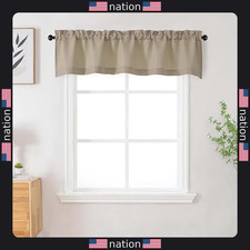 Camel Faux Linen Short Valances for Small Windows, 60x14 Inch, Modern Rod Pocket