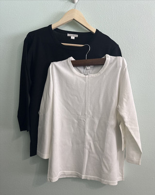 Erin London top bundle Med black and white gathered 3/4 sleeves Flattering NWT