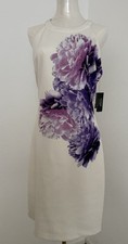 Guess Women's Sleeveless Cream/Purple Floral Halter neck Dress Size 14