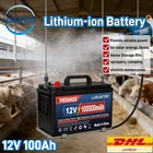 12V LiFePO4 Battery 100Ah - Deep Cycle Rechargeable with BMS for RV Boat Solar C