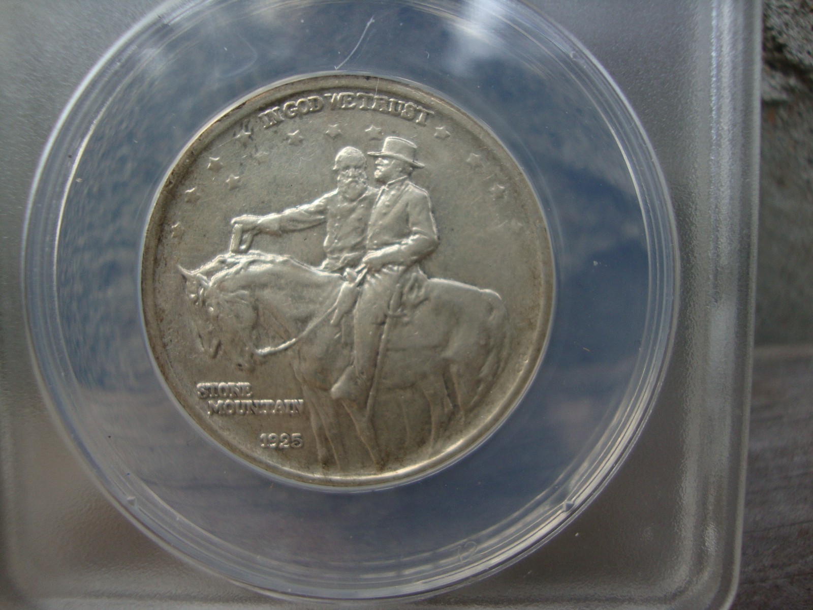1925 STONE MOUNTAIN HALF ANACS CERTIFIED AU55 CLEANED TONED