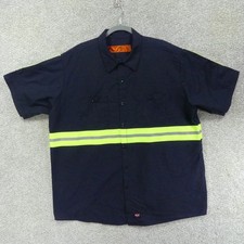 Red Kap Shirt Mens XXL Navy Blue Green Enhanced Visibility Trim Reflective Work