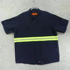 Red Kap Shirt Mens XXL Navy Blue Green Enhanced Visibility Trim Reflective Work