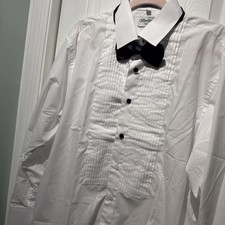 Berlioni Men's Wing Tip Collar Tuxedo Bowtie Dress Shirt White Men's Size L-NWOT