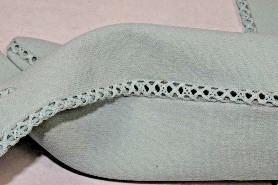 Guantes Vintage Frances Hirsch Años 50 Verde Menta Lujo Algodón Malla Borde Hecho en Italia Foto 3 de 4