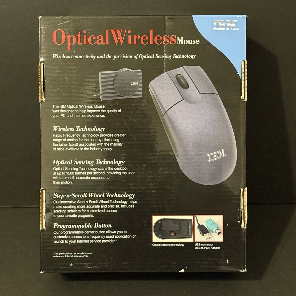 IBM Wireless Optical Mouse NEW Sealed Box Retro PC Computer Vintage NOS - Image 2 of 4