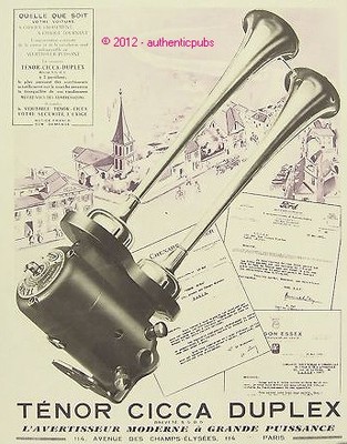 REKLAME CICCA TENOR DUPLEX AUTO FORD CHENARD WALCKER VON 1932 FRANZÖSISCHE ANZEIGE