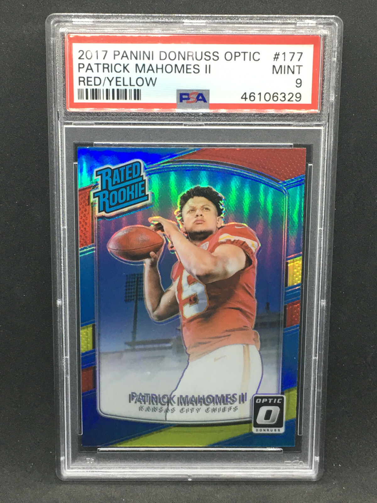 2017 Panini Donruss Optic Red/Yellow #177 PATRICK MAHOMES Rookie PSA 9 Chiefs