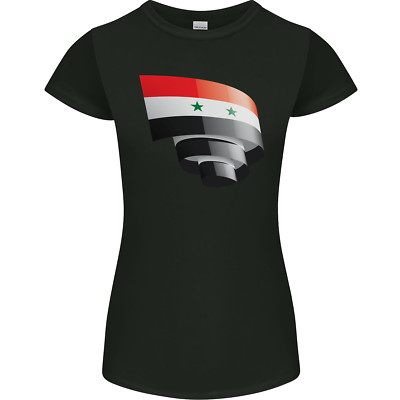 Curled Syria Flag Syrian Day Football Womens Petite Cut T-Shirt