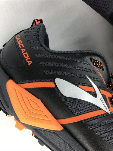 Brooks Cascadia 13 Mens Trail Running Shoes Size 7.5 Orange Black Lace Up Hiking - Picture 10 of 12