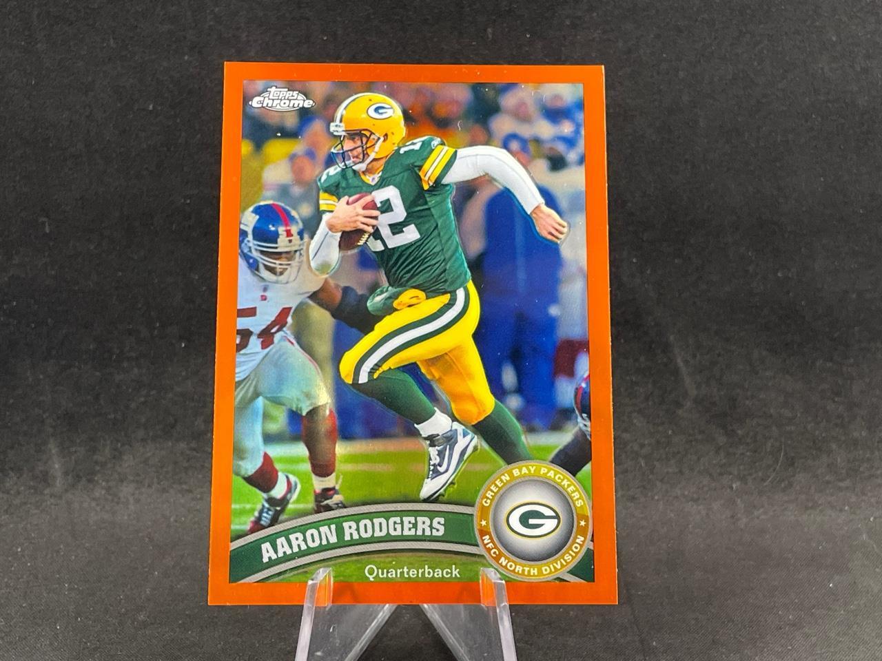 2011 TOPPS CHROME FOOTBALL AARON RODGERS #100 ORANGE REFRACTOR SP PACKERS JETS
