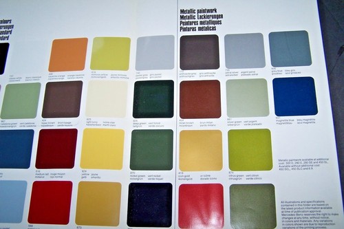 Mercedes 450SL 1978 dueños folleto de ventas pintura tabla de colores w107 w123 w116 sl - Imagen 3 de 12