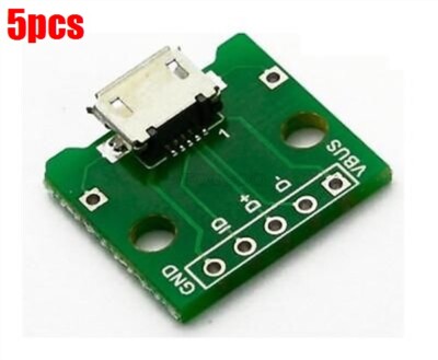 5Pcs Micro Usb To Dip Adapter 5Pin Female Connector B Type Pcb Converter ik