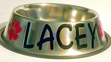 PERSONALIZED 24 oz (1 1/2 pint)  STAINLESS STEEL non-skid DOG BOWL!!  