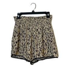 Three Dots Smocked Waist Animal Print Shorts ...