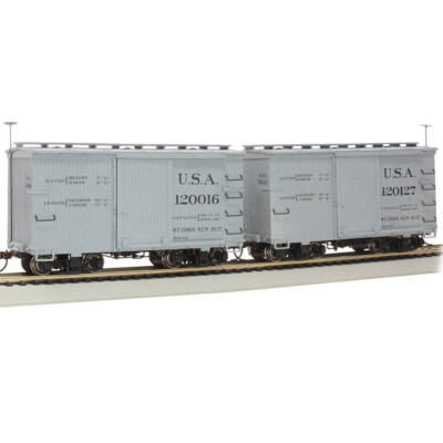 Bachmann 26554 18' Wood Boxcar U.S.A.#120016/120127 w/Murphy Roof (2) On30 Scale