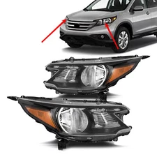 Headlamp Assembly Black Amber Corner Lamps Pair For 2012 2013 2014 Honda CR-V