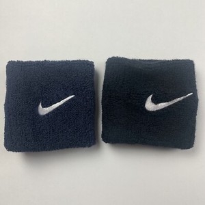 Nike Unisex Blue Black Fitness Jogging Sport Swoosh Single Wide Wristbands Set
