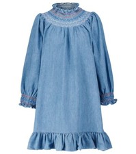 Rixo Azalea Blue Denim Cotton Mini Dress Size Small UK 10