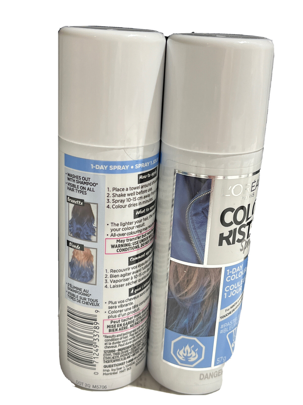 L'Oreal Paris Hair Color Colorista 1-Day Spray - PASTEL Blue  2 fl Oz. LOT OF 2