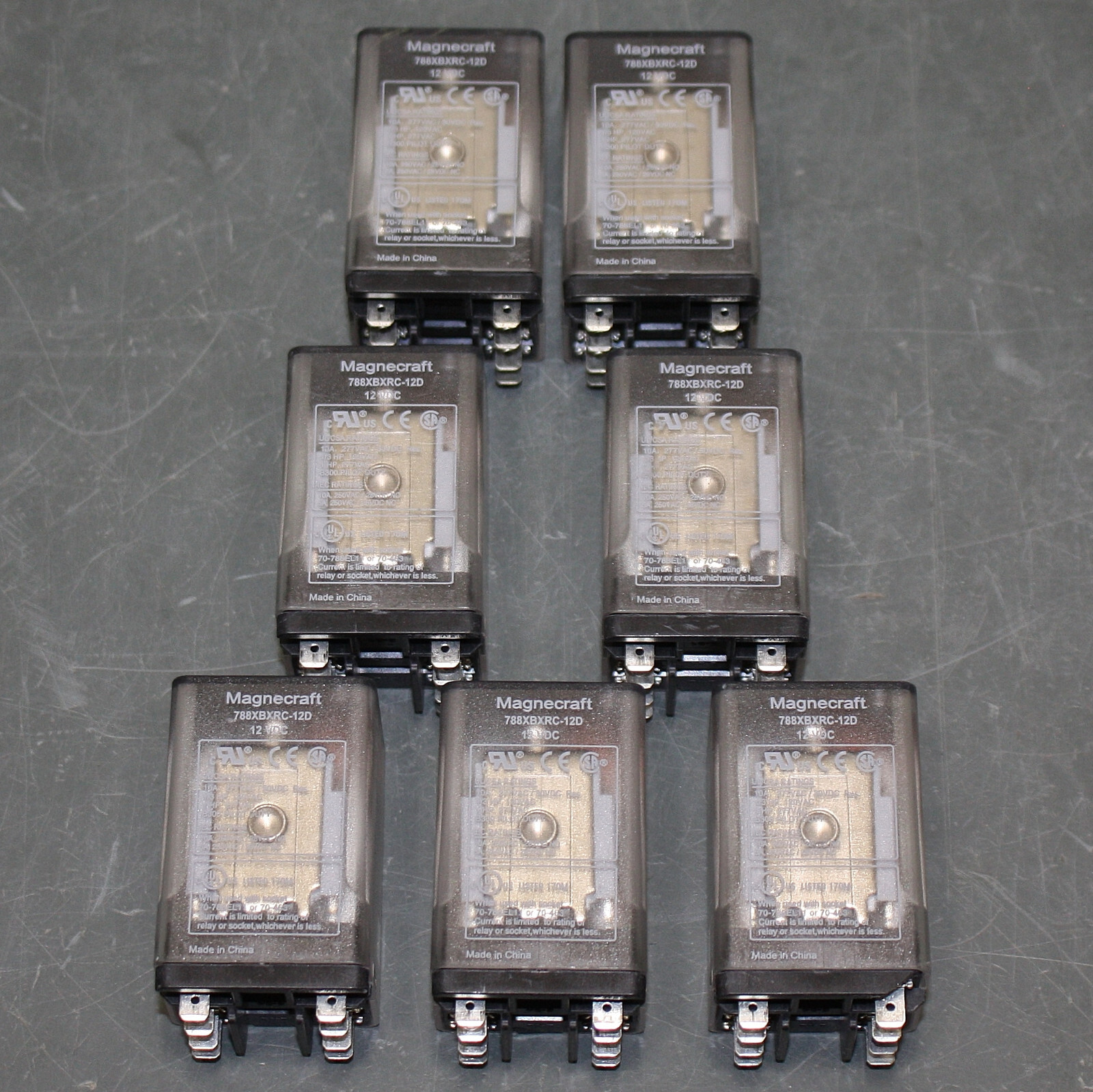 (7) Schneider Electric Relay 788XBXRC-12D, 12V DC Coil, 10A, Octal 8 Pin C