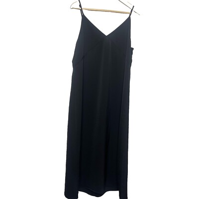 UNIQLO Black Strappy Sleeve Cami Midi Dress V-Neck Medium M