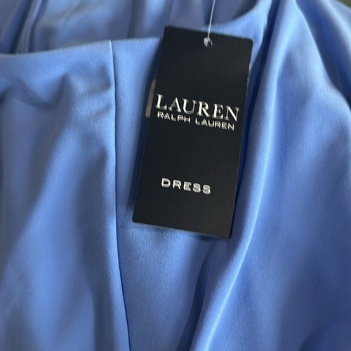 NWT Lauren Ralph Lauren Three-Quarter-Sleeve Jersey Dress SZ-0 Blue - Picture 7 of 7
