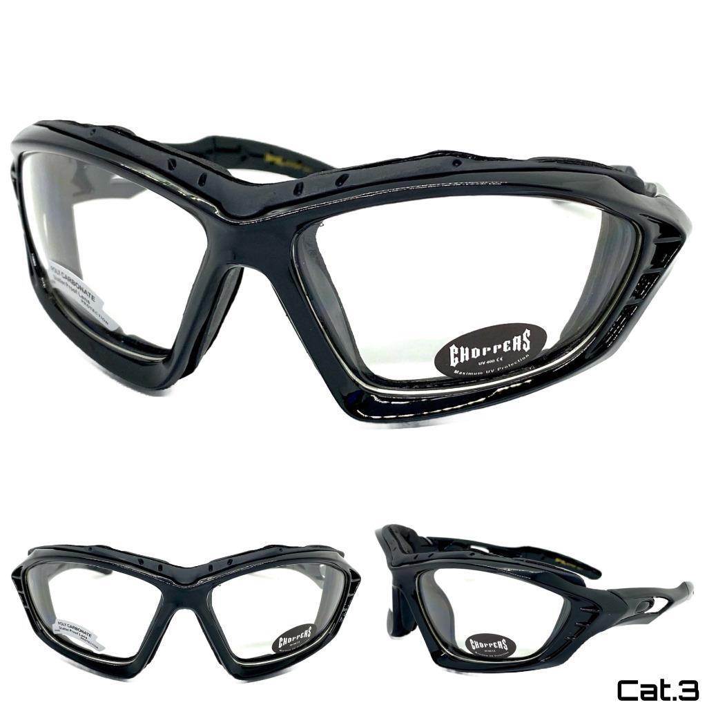 MOTORCYCLE BIKER Riding Driving Padded Protective SUN GLASSES Goggles Clear Lens