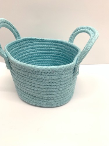 New! Spring Shop Rope Basket with Handles Choose Color Pastel Pink Blue Gray - Picture 11 of 30