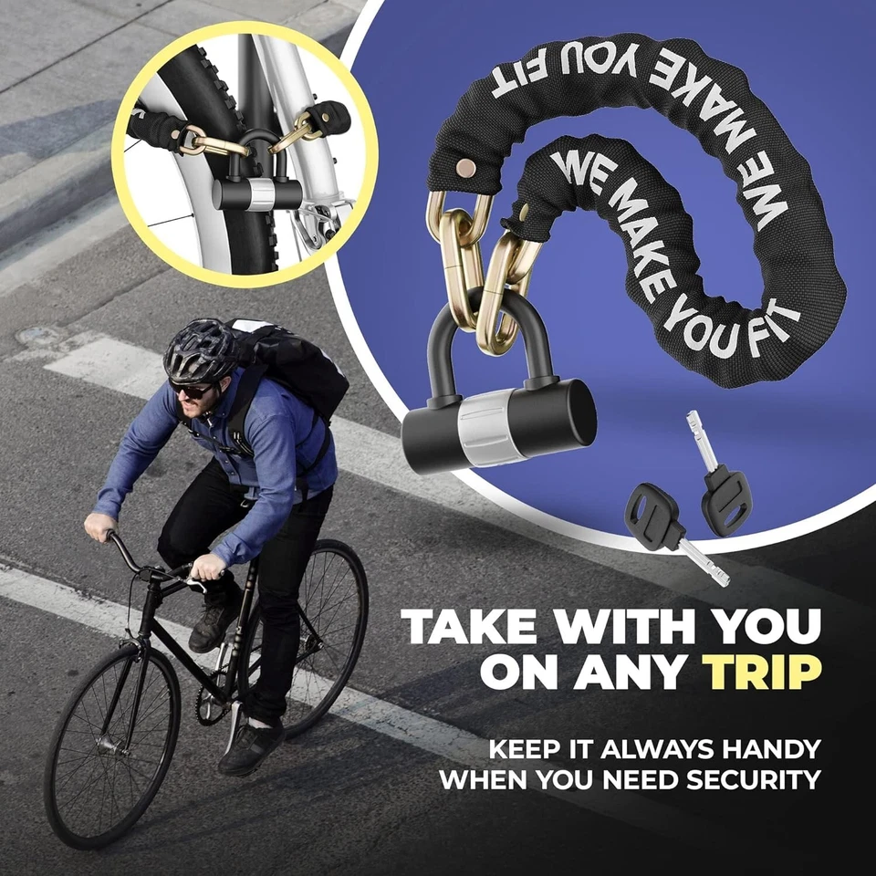 Bike Chain Lock 3foot/90cm Long Heavy Duty Chain Lock Durable 10mm Thick Chains - Image 4 of 4