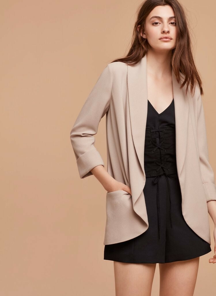 Aritzia Wilfred Chevalier open blazer 00 Crete beige taupe MSRP