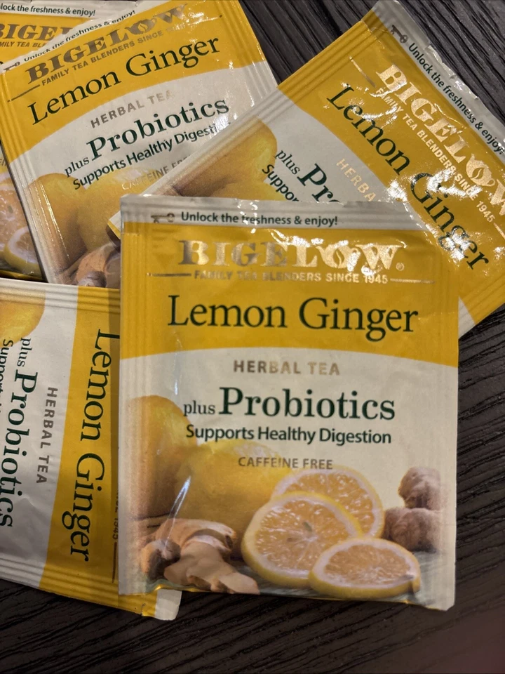 45 пакетиков чая Bigelow лимон имбирь травяной чай плюс пробиотики без кофеина - Изображение 2 из 4