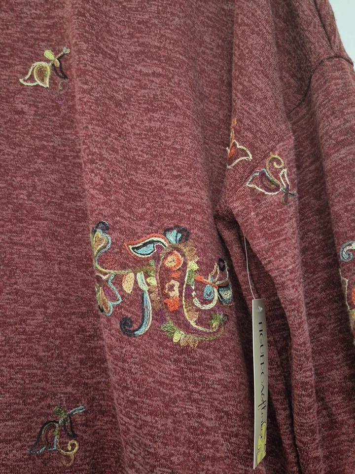 Top manga bordada con lazos laterales Figueroa y flores para mujer talla XL Foto 3 de 4