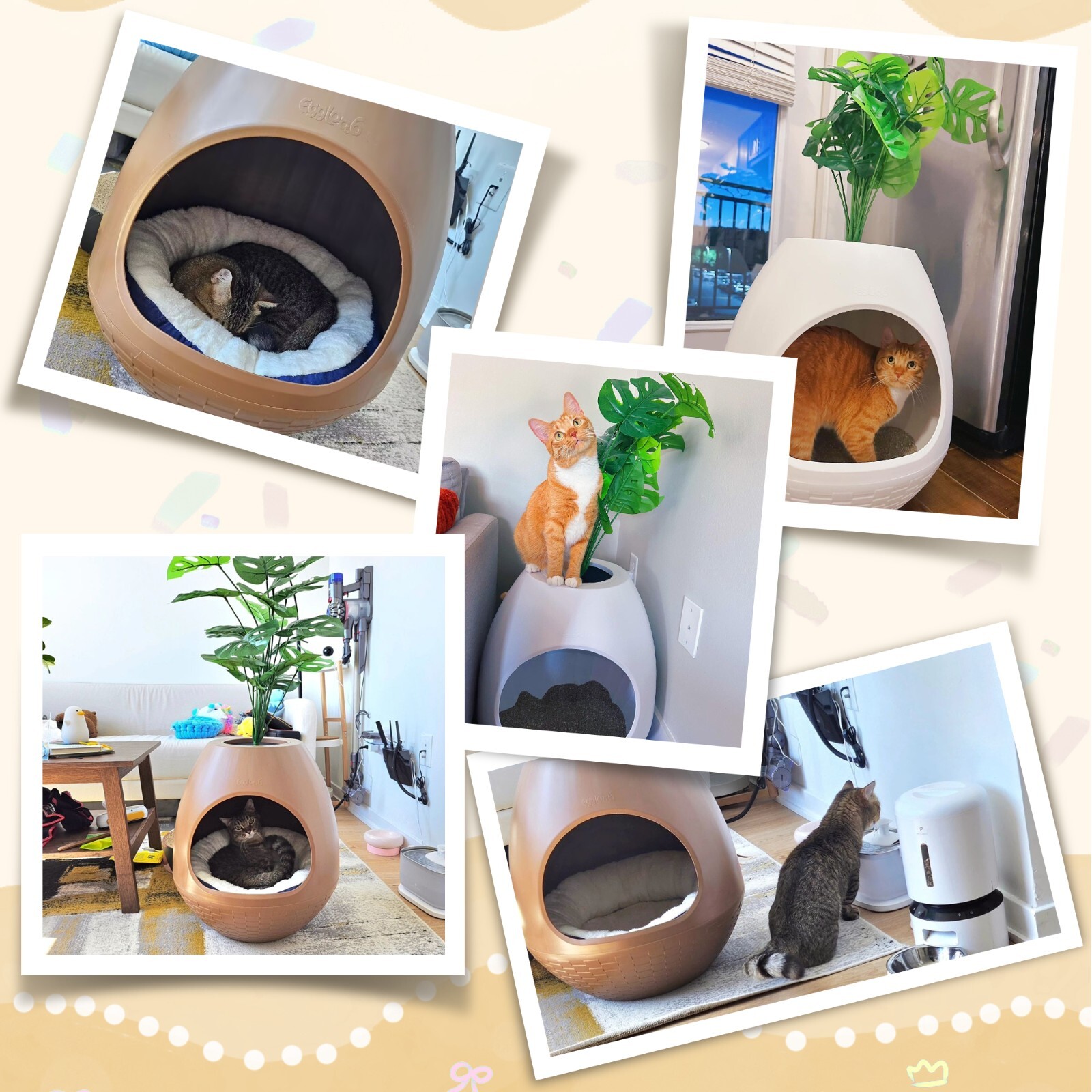Hidden Litter Box Enclosed Cat Litter Box with Artificial Plants & Odor Control