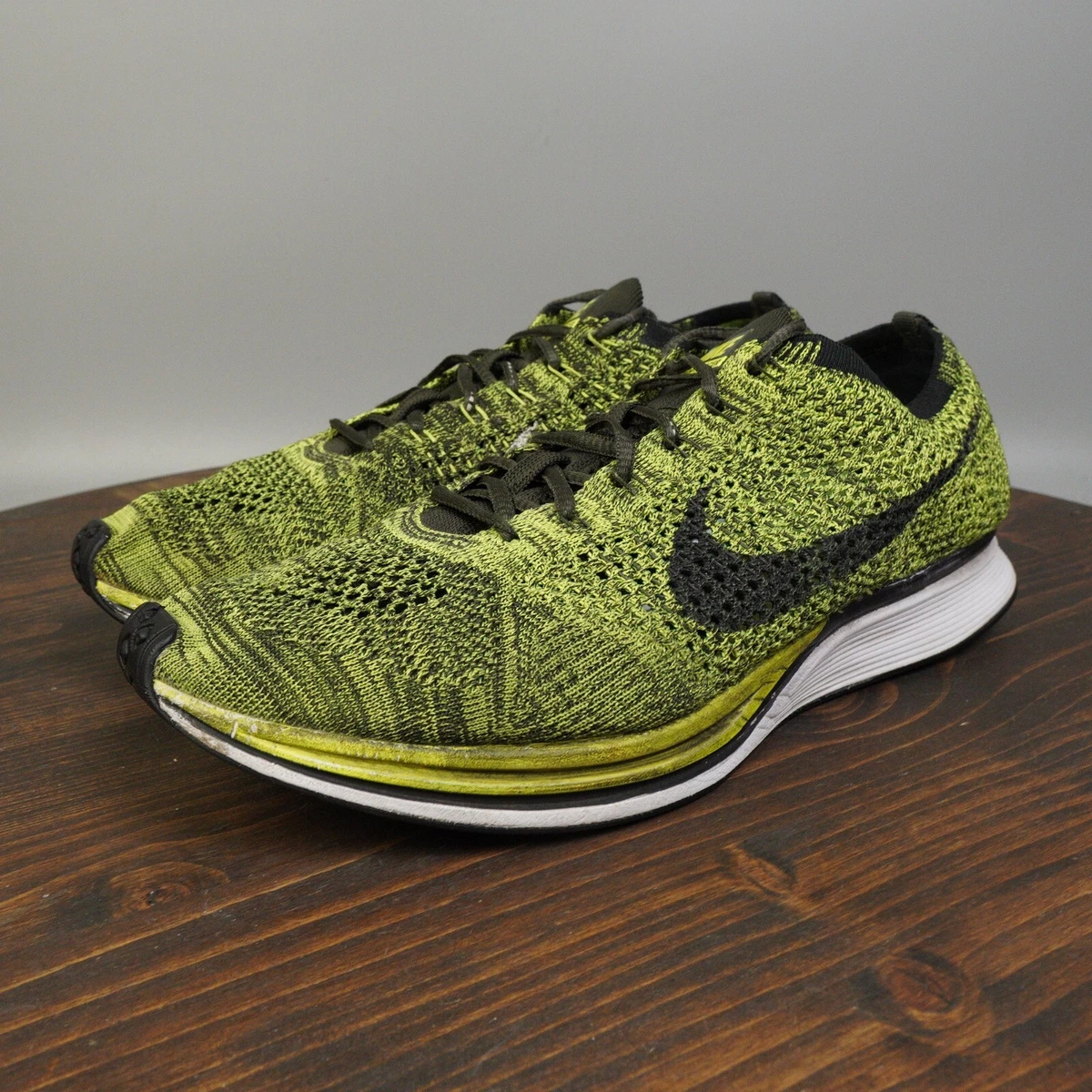 Nike Flyknit Racer Mens Size 11 Volt Green Athletic Running Shoes
