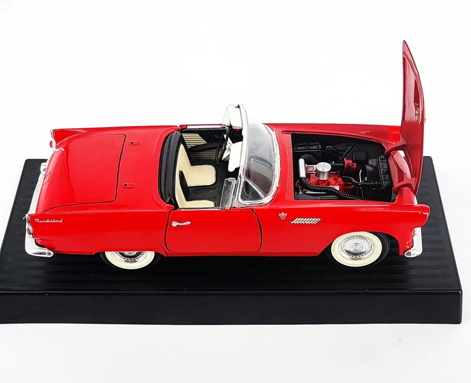 Ford Thunderbird 1955 Road Legends escala 1/18 fundido a presión rojo negro blanco en base Foto 3 de 4