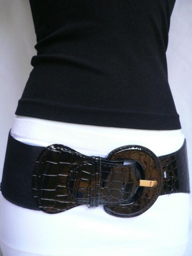 Donna Cintura Elastica Hip Nero Vita Alta Stretch Fascia Grande Fibbia Moda  M L | eBay
