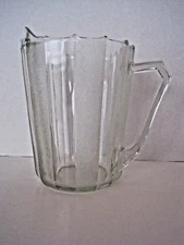 Vtg Heavy Clear Glass Beer Bar Water Pitcher Ribbed and Pebbled Pattern 7 1/2"