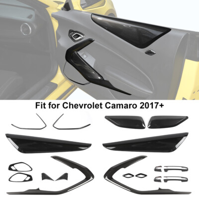  Carbon Fiber Door Panel Decor Strip Plate Cover Trim Kit for Chevy Camaro 2016+