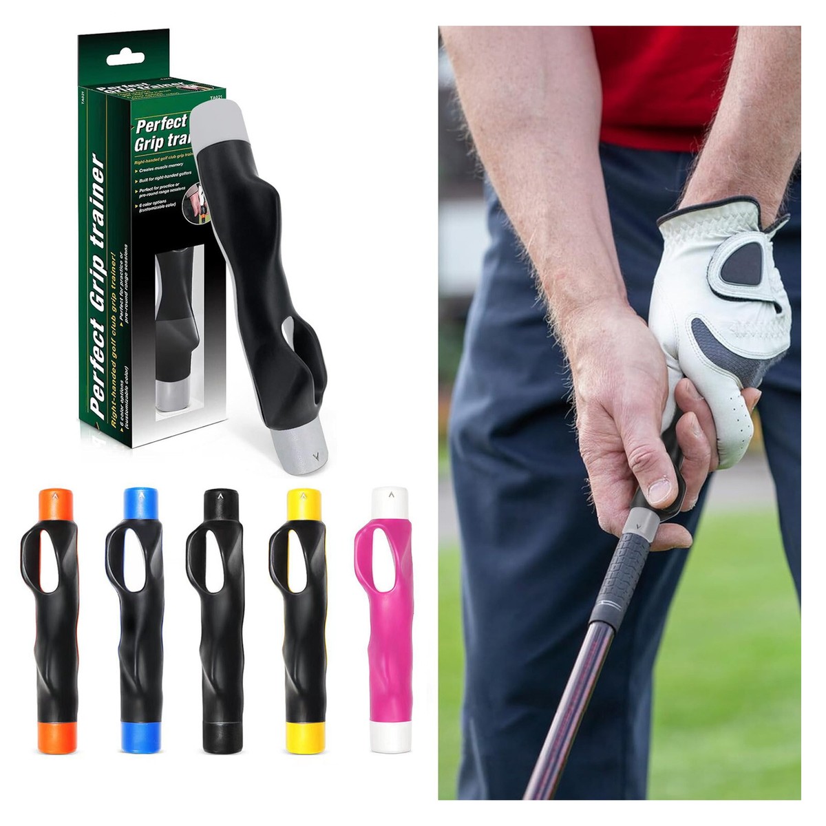 2X Golf Grip Trainer Golf Swing Trainer Attachment Training Aid